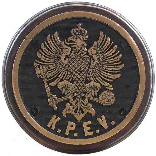 5 - A German locomotive badge, K.P.E.V., featuring a German eagle with crown. Cast brass, 10