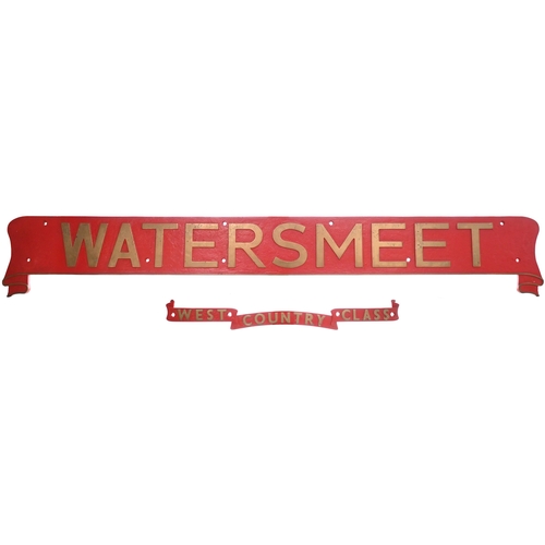 52 - A locomotive nameplate, WATERSMEET, together with its matching WEST COUNTRY CLASS scroll, from the B... 