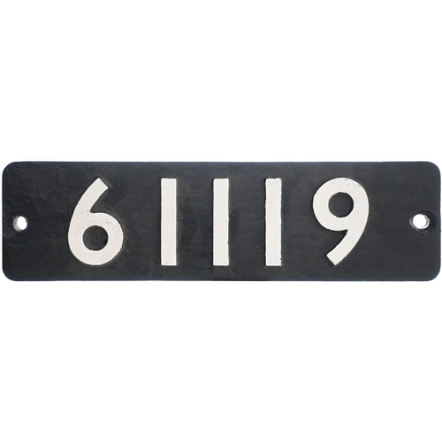 56 - A smokebox numberplate, 61119, from a Thompson LNER B1 class 4-6-0 built by North British Locomotive... 