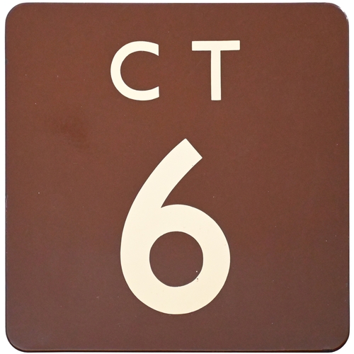 58 - A BR(W) notice, CT6, (f/f), used in carriage sidings and indicating carriage termination and the sid... 