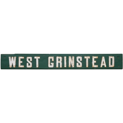 7 - An LB&SCR signal box nameboard, WEST GRINSTEAD, from the Christs Hospital to Horsham route which clo... 