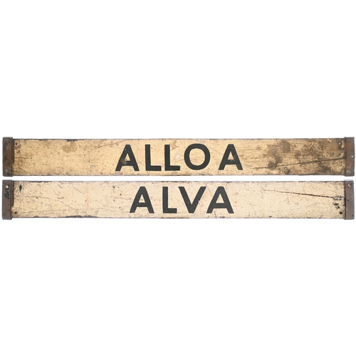 9 - An LNER carriage board, ALLOA-ALVA, used on local trains on the Alva branch which closed to passenge... 