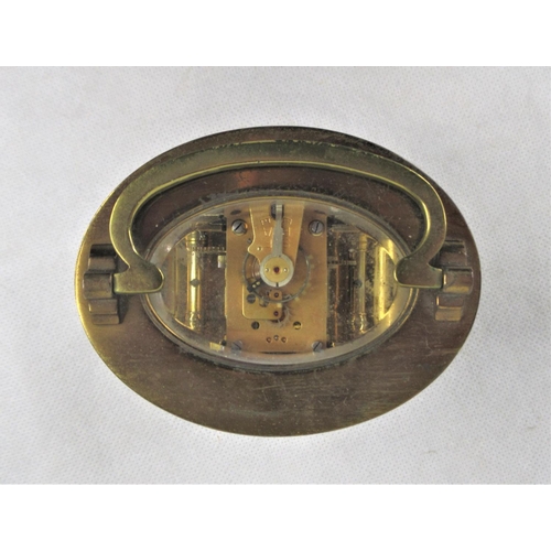 20 - A French Brass Cased Carriage Clock. Bowed & Bevelled Glass panels. Working and with key. Approx. 12... 