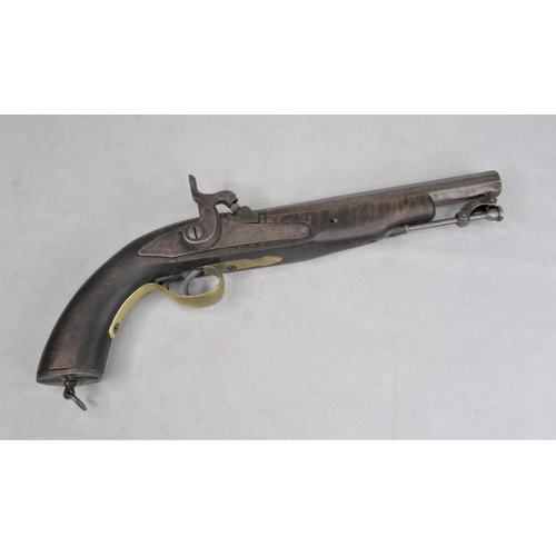 22 - A 19th C Percussion Lock Military Service Pistol with Octagonal Barrell approx. 18cm.Lock in working... 