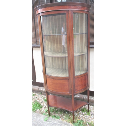 1 - An Edwardian Mahogany Bow Fronted Display Cabinet, approx. 183cm.