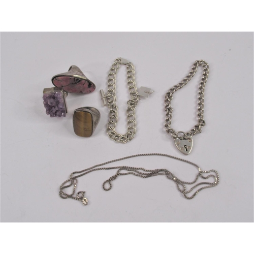 50 - Assorted Silver Jewellery including bracelets & rings.