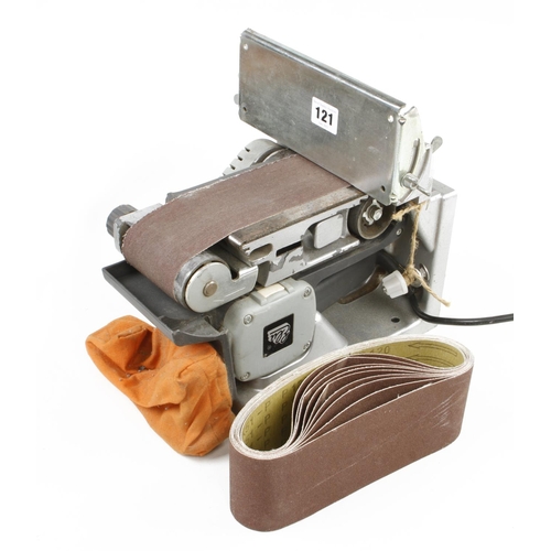 121 - An ELU belt sander with stand (for use as a linisher) 240v Pat tested G+