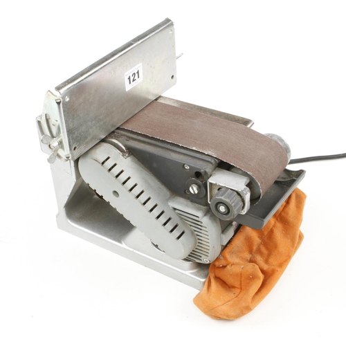 121 - An ELU belt sander with stand (for use as a linisher) 240v Pat tested G+