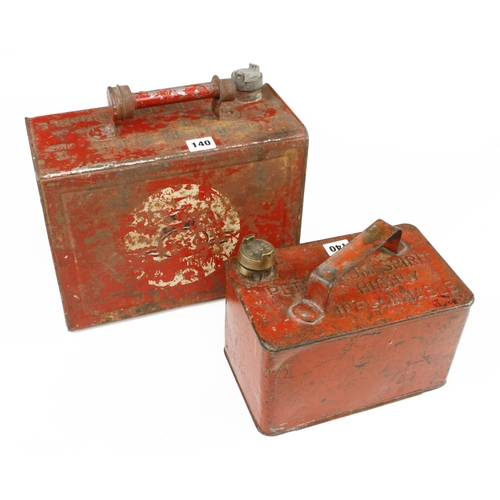 140 - Two vintage petrol cans by ESSO one marked 18 Pints G