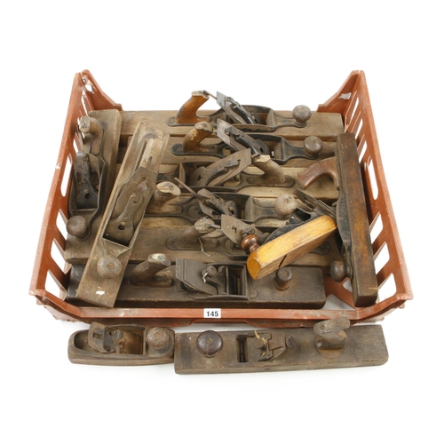 145 - 12 STANLEY wood bottom planes for refurb G-