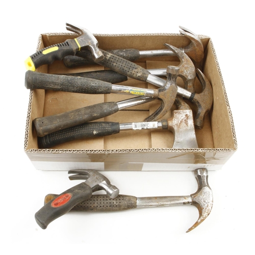 146 - Five STANLEY rubber handled claw hammers and 5 others G