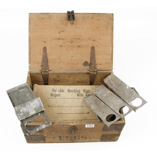 152 - 13 clay eggs in card box marked 'Hatching Eggs' G