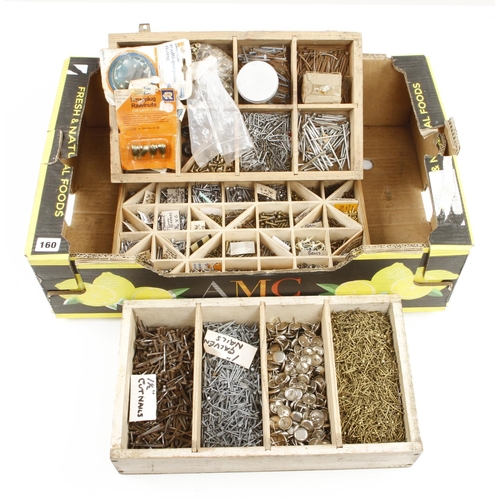 160 - Six trays of nails etc G
