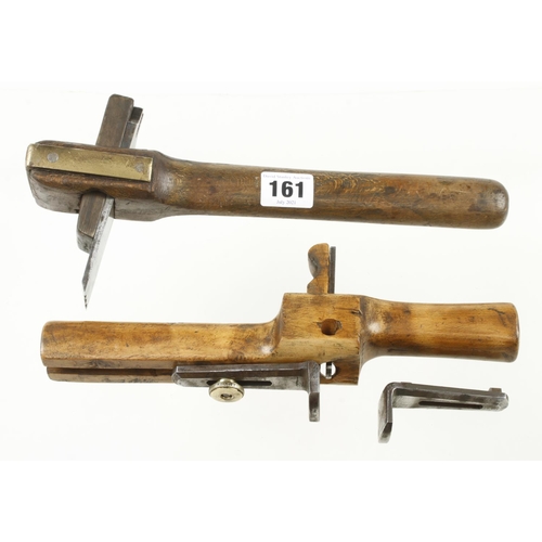 161 - A craftsman made boxwood router with flat and round soles and a millwright's thrift G