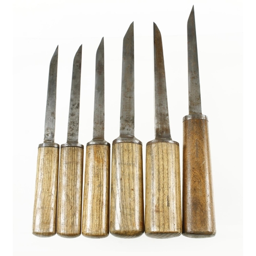 163 - Six mortice chisels 3/16