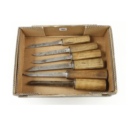 163 - Six mortice chisels 3/16