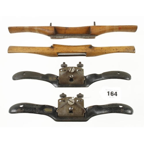 164 - Two STANLEY adjustable shaves and two beech shaves G