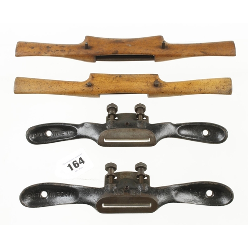 164 - Two STANLEY adjustable shaves and two beech shaves G