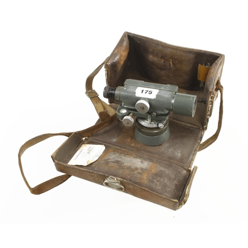 175 - A surveyors level by WATTS No 95252 in tatty leather case