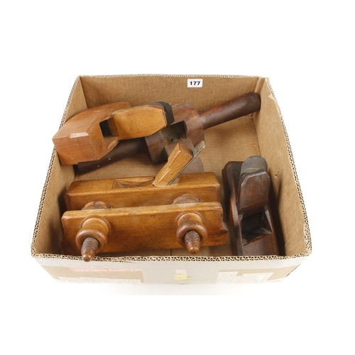 177 - A brass faced jarvis, toothing plane, panel planes etc G+