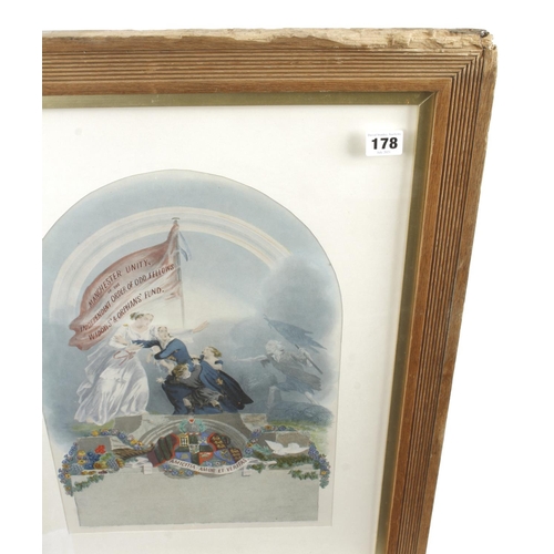 178 - A framed certificate; Manchester Unity of the Independent Order of Odd Fellows Widows and Orphans Fu... 