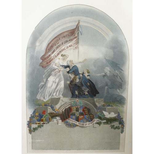 178 - A framed certificate; Manchester Unity of the Independent Order of Odd Fellows Widows and Orphans Fu... 