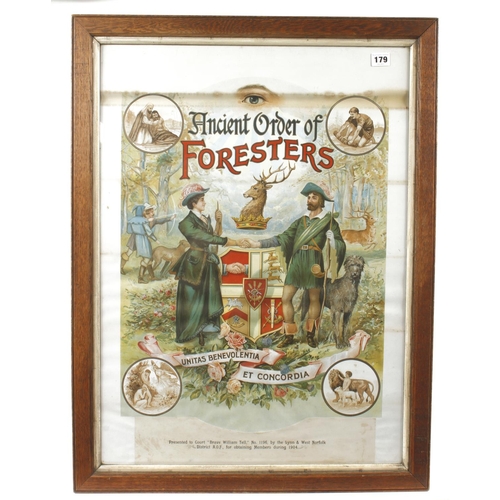 179 - A framed certificate: Ancient Order of Foresters 1904 32