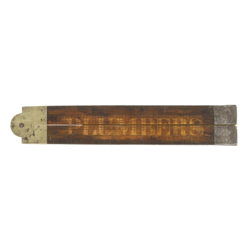 210 - An 18c boxwood and brass plumber's rule with steel tips and folding brass arm, the word 