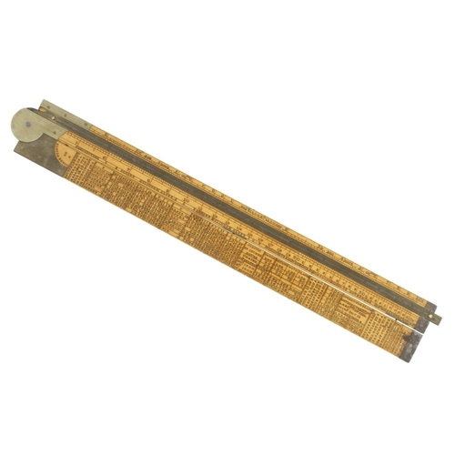 841 - A 2' two fold boxwood and brass engineer's slide rule by SAMPSON Aston, Improved and Arranged by R.H... 