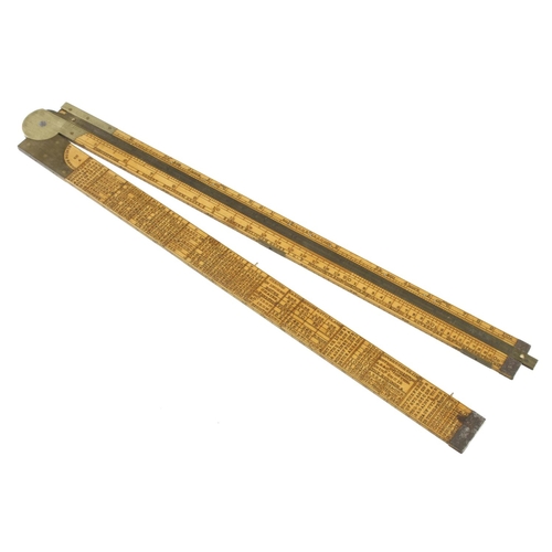 841 - A 2' two fold boxwood and brass engineer's slide rule by SAMPSON Aston, Improved and Arranged by R.H... 