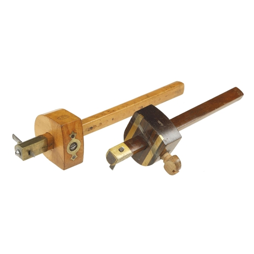 854 - A little used boxwood slitting gauge by MARPLES and another in rosewood by WARD G++