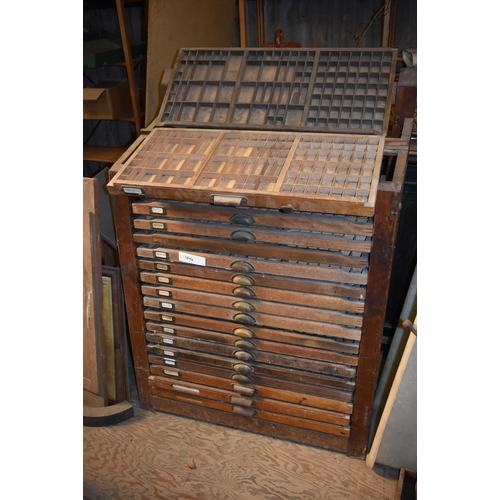 A HARRILD & SONS printers type case drawer unit, some worm                                                            

Subject to VAT