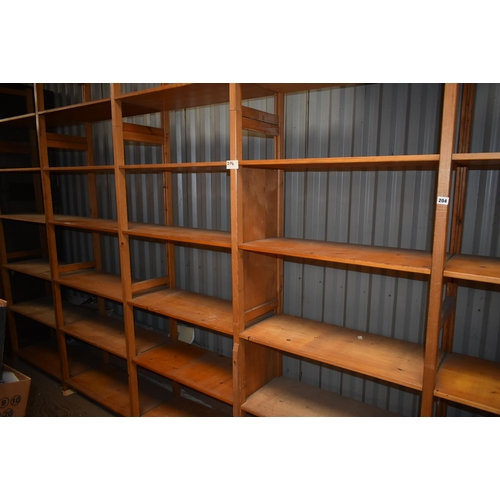 204 - A six bay run of REMPLOY Lundia shelves 16' x 14'                                                   ... 