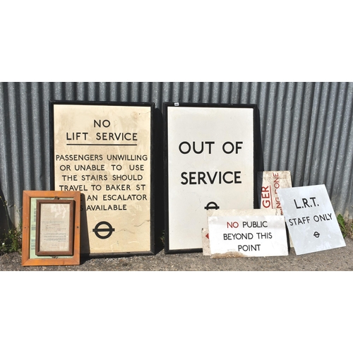 303 - Various sign written London underground signs and a map from the building dept. Parsons Green       ... 