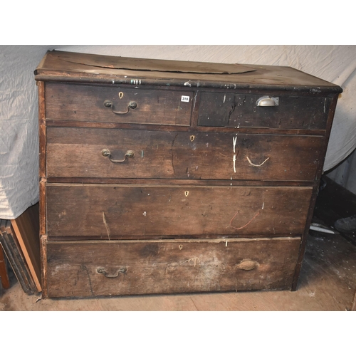 310 - An early oak chest of drawers for restoration               


Subject to VAT