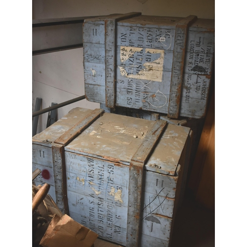 313 - Three wooden packing crates 35