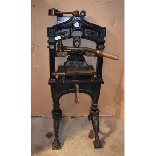 327 - A rare cast iron HOPKINSON & COPE "Imperial" arming press dated 1875 to gold-stamp customers’ coats ...