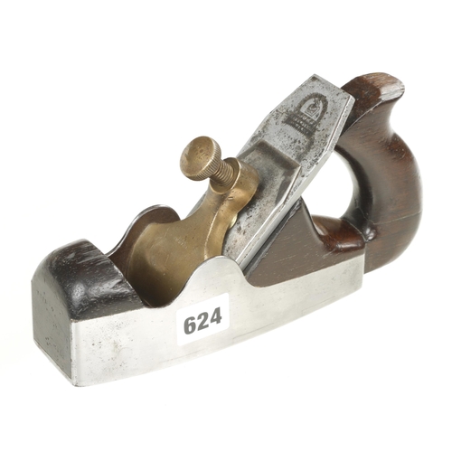 624 - A d/t steel coffin smoother by SPIERS with rosewood infill and cracked open handle o/w G+