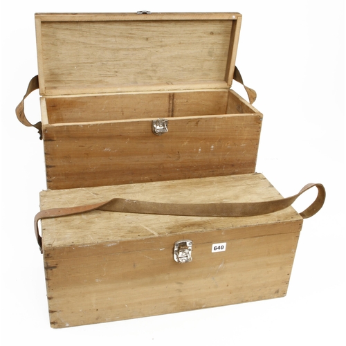 640 - Two pine boxes with ply lids 22