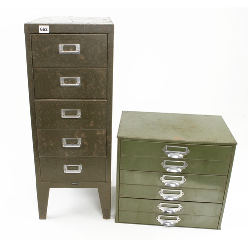 662 - A 5 drawer metal cabinet by BISLEY and a 6 drawer cabinet by VETERAN G