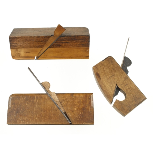 742 - A beech and boxwood cill plane, a compass rebate and a chamfer plane G+