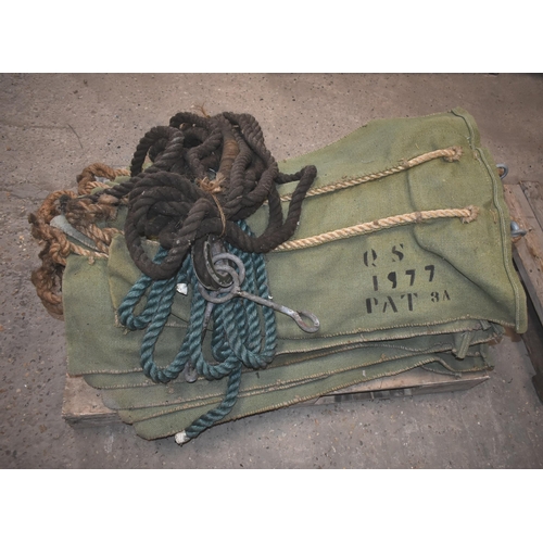 86 - 10 ex military canvas coal bags some dated 1972 and some rope                                       ... 