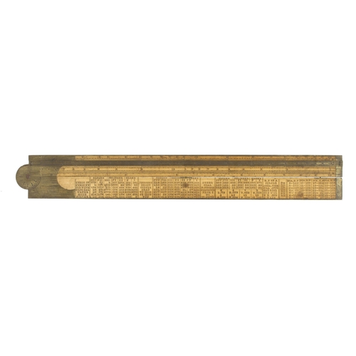 787 - A 2' two fold boxwood and brass engineer's slide rule by RABONE with T Wilkinson Improved Rule G++