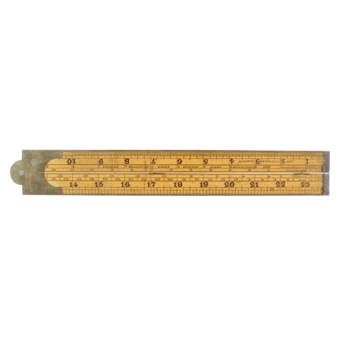 789 - A fine and little used 2' two fold fully brass bound Routledge engineer's slide rule by THOMAS BRADB... 