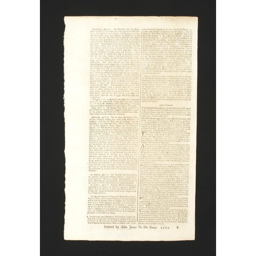 738 - The London Gazette; The front cover from 15 to 19 April 1703 G