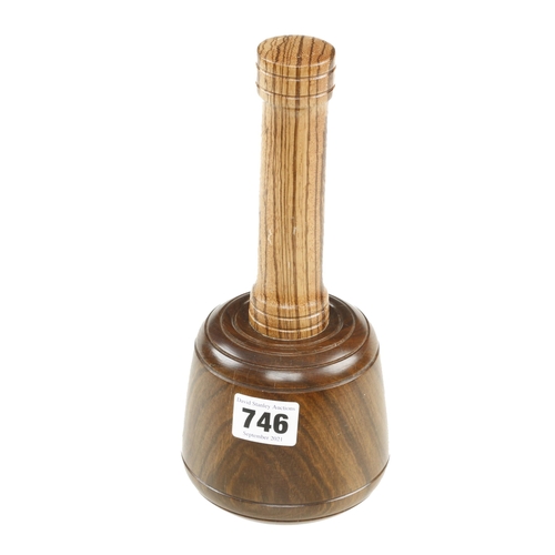 746 - A lignum mallet with decorative Zebrano handle, slight shake to head o/w F