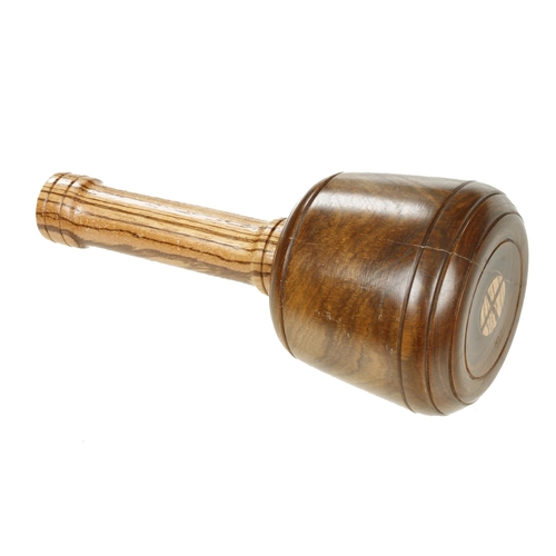 746 - A lignum mallet with decorative Zebrano handle, slight shake to head o/w F