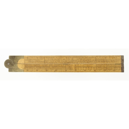 755 - A 2' two fold boxwood and brass textile engineer's slide rule by EDWARD PRESTON with William Slater ... 