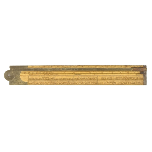 755 - A 2' two fold boxwood and brass textile engineer's slide rule by EDWARD PRESTON with William Slater ... 