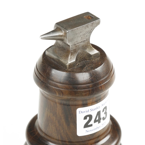 243 - A jeweller's tiny horned anvil set on a lignum stand 7